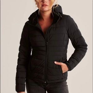 A&F Lightweight Packable Stretch Puffer Black